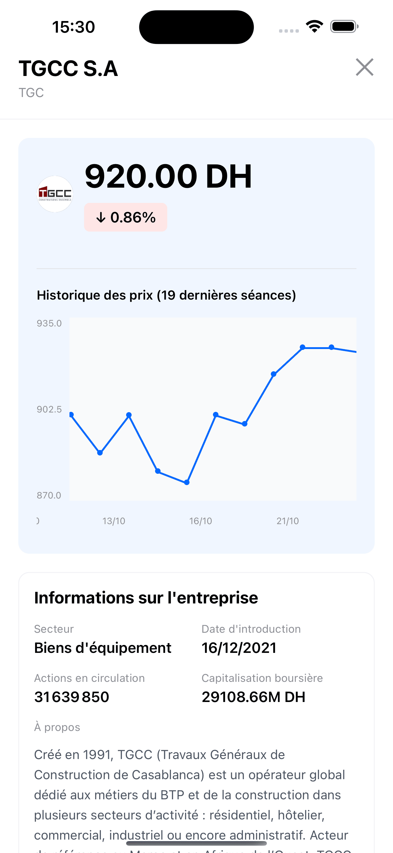 bourse de casablanca application mobile ios Graphiques